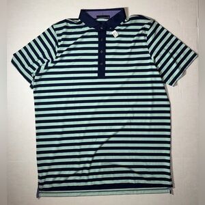 Greyson Striped Polo Shirt - Navy and Mint Green
